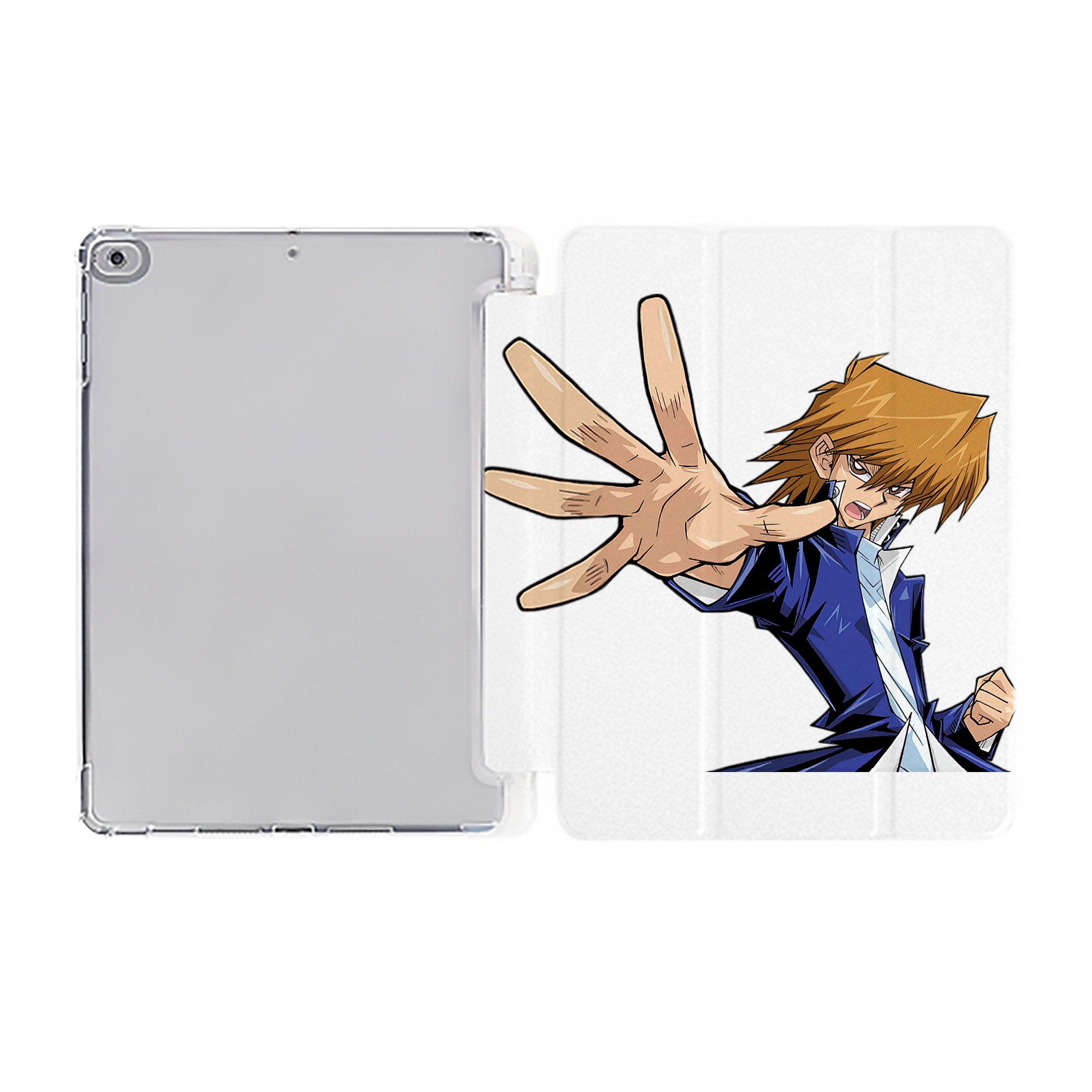 （画像用） 遊☆戯☆王 Yu-Gi-Oh! IPad ケース ペン収納付き 三つ折りスタンド PUレザー×シリコン 対応機種9.5/10.5/10.9インチ